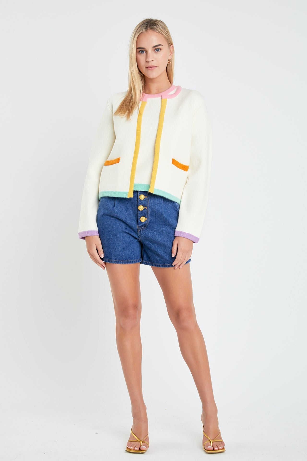 ENGLISH FACTORY - Color Block Sweater Cardigan - SWEATERS & KNITS available at Objectrare