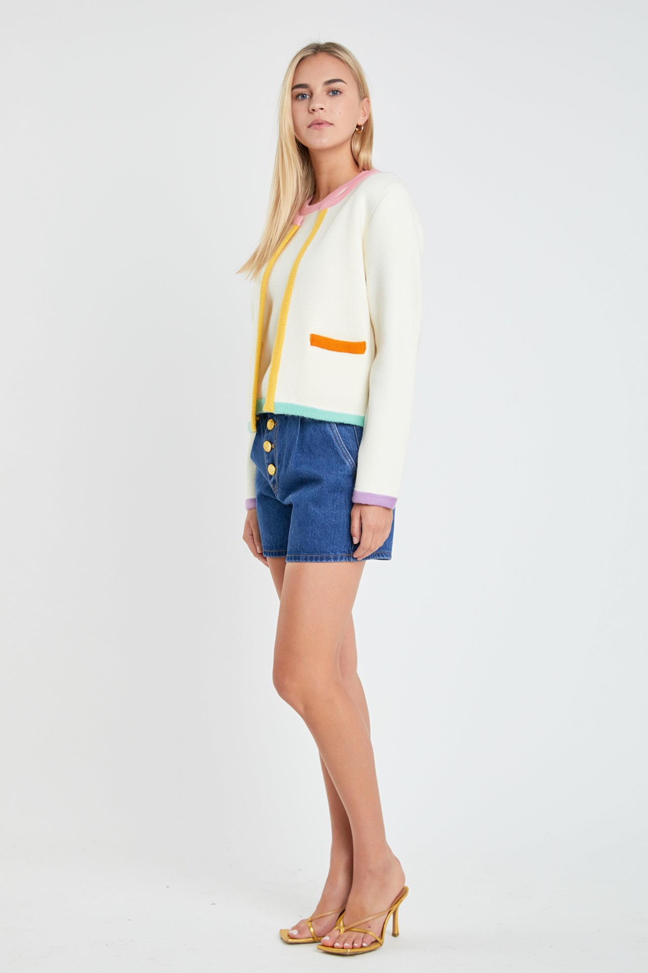 ENGLISH FACTORY - Color Block Sweater Cardigan - SWEATERS & KNITS available at Objectrare