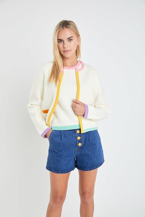 ENGLISH FACTORY - English Factory - Color Block Sweater Cardigan - CARDIGANS available at Objectrare