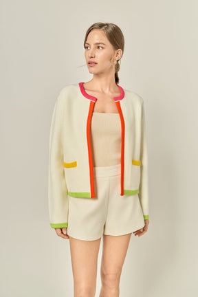 ENGLISH FACTORY - Color Block Sweater Cardigan - SWEATERS & KNITS available at Objectrare