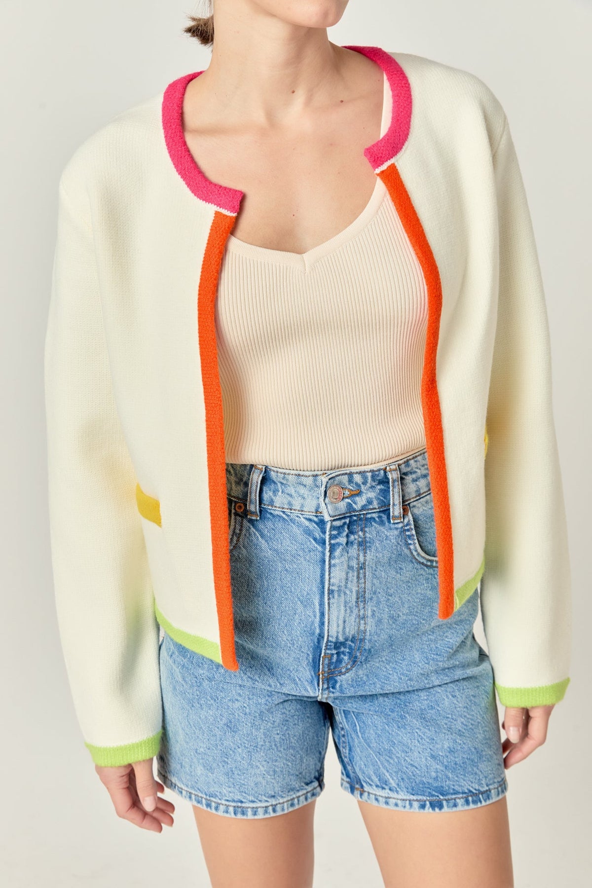 English Factory - Color Block Sweater Cardigan