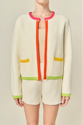 ENGLISH FACTORY - Color Block Sweater Cardigan - SWEATERS & KNITS available at Objectrare