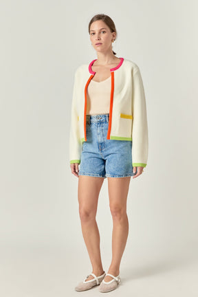 ENGLISH FACTORY - Color Block Sweater Cardigan - SWEATERS & KNITS available at Objectrare