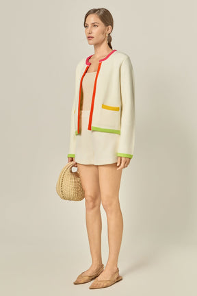 ENGLISH FACTORY - Color Block Sweater Cardigan - SWEATERS & KNITS available at Objectrare