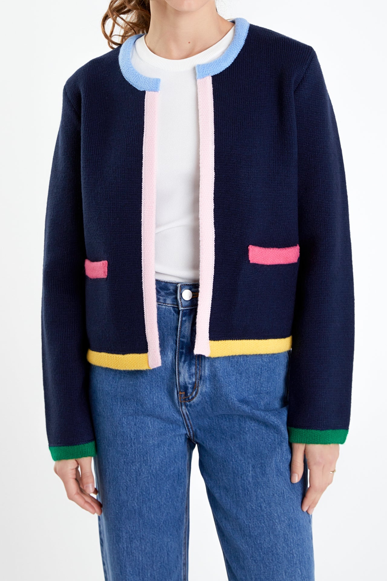 ENGLISH FACTORY - Color Block Sweater Cardigan - SWEATERS & KNITS available at Objectrare