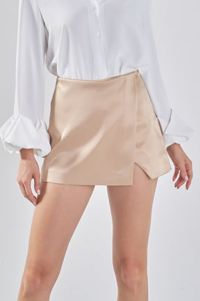 ENDLESS ROSE - Satin Asymmetric Skort - SKORTS available at Objectrare
