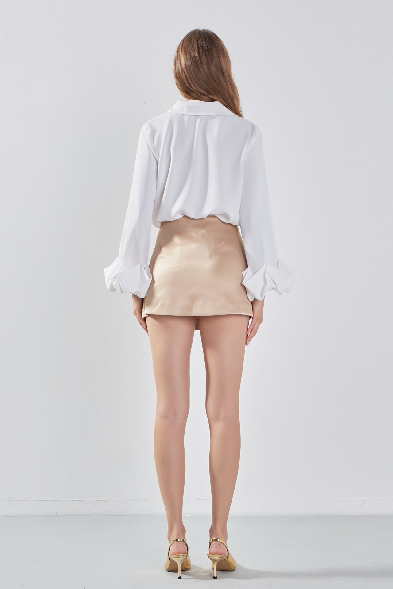 ENDLESS ROSE - Satin Asymmetric Skort - SKORTS available at Objectrare