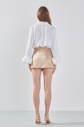 ENDLESS ROSE - Satin Asymmetric Skort - SKORTS available at Objectrare