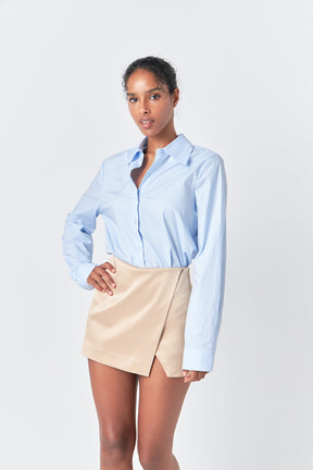 ENDLESS ROSE - Satin Asymmetric Skort - SKORTS available at Objectrare