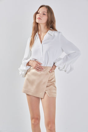 ENDLESS ROSE - Satin Asymmetric Skort - SKORTS available at Objectrare