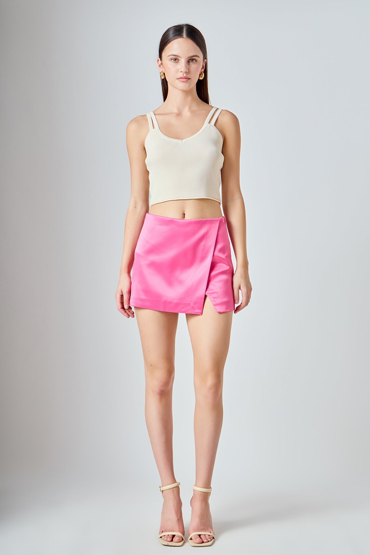 ENDLESS ROSE - Satin Asymmetric Skort - SKORTS available at Objectrare