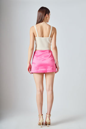 ENDLESS ROSE - Satin Asymmetric Skort - SKORTS available at Objectrare