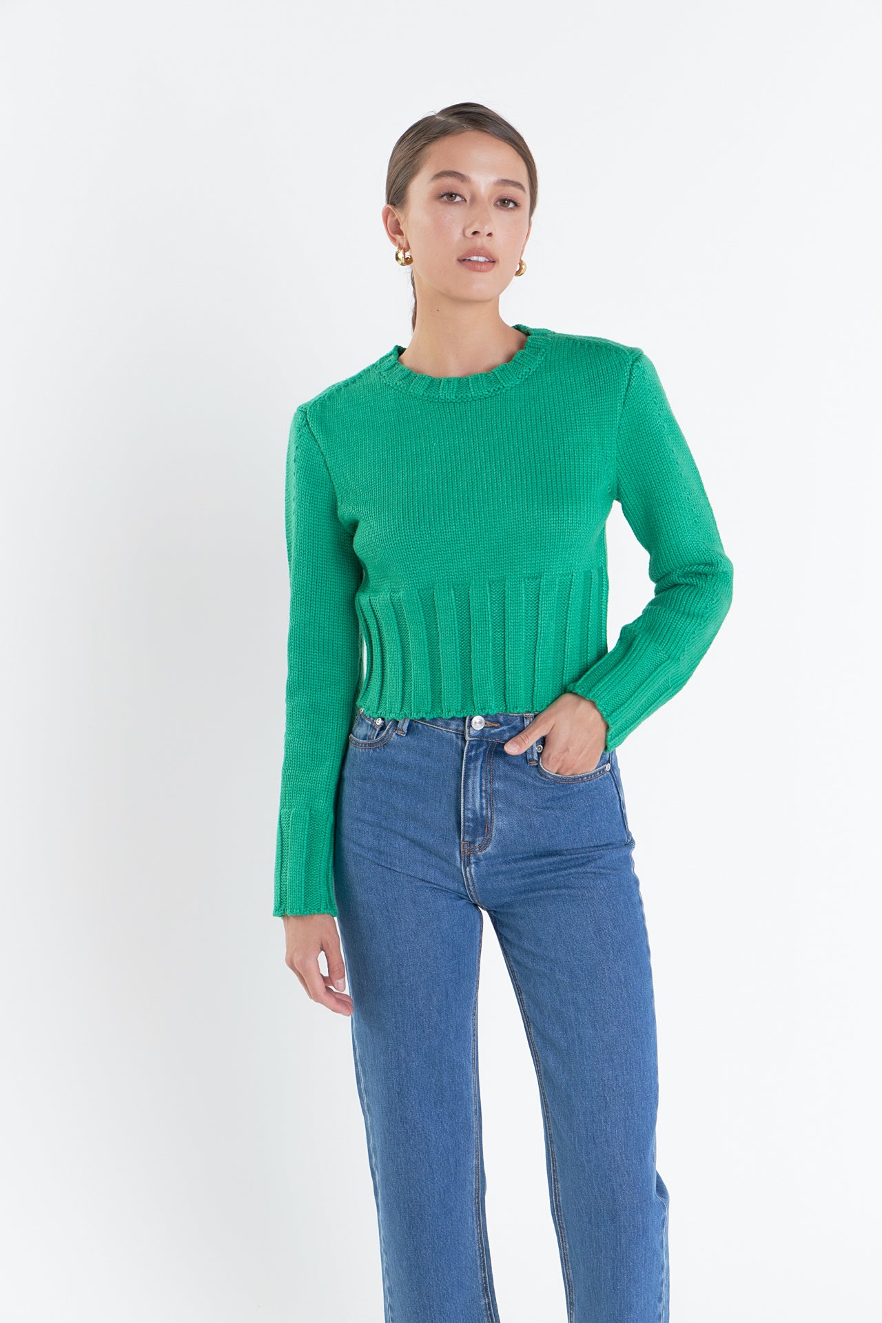 ENGLISH FACTORY - Open Back Cropped Sweater - SWEATERS & KNITS available at Objectrare