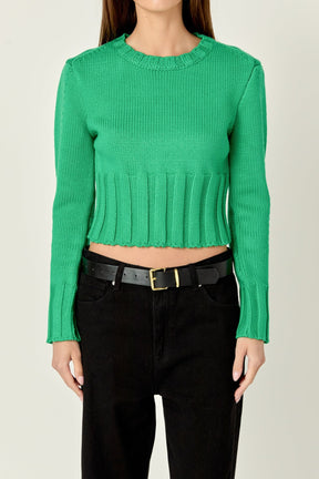 ENGLISH FACTORY - Open Back Cropped Sweater - Green - SWEATERS & KNITS available at Objectrare