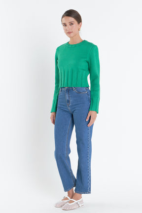 ENGLISH FACTORY - Open Back Cropped Sweater - SWEATERS & KNITS available at Objectrare