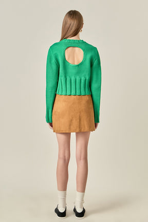 ENGLISH FACTORY - Open Back Cropped Sweater - SWEATERS & KNITS available at Objectrare