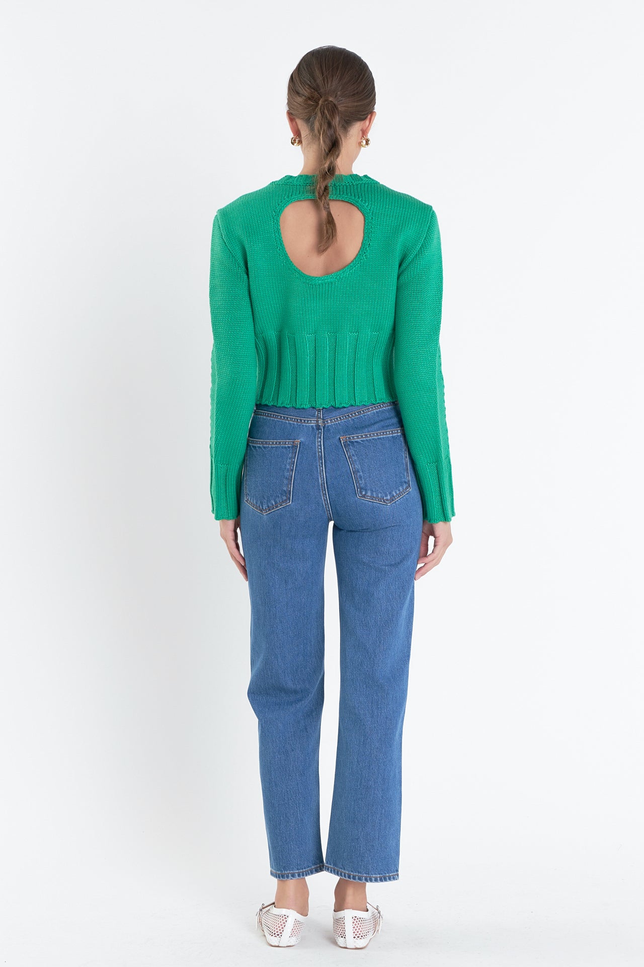 ENGLISH FACTORY - Open Back Cropped Sweater - SWEATERS & KNITS available at Objectrare