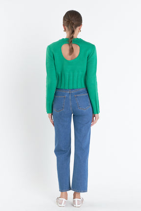 ENGLISH FACTORY - Open Back Cropped Sweater - SWEATERS & KNITS available at Objectrare