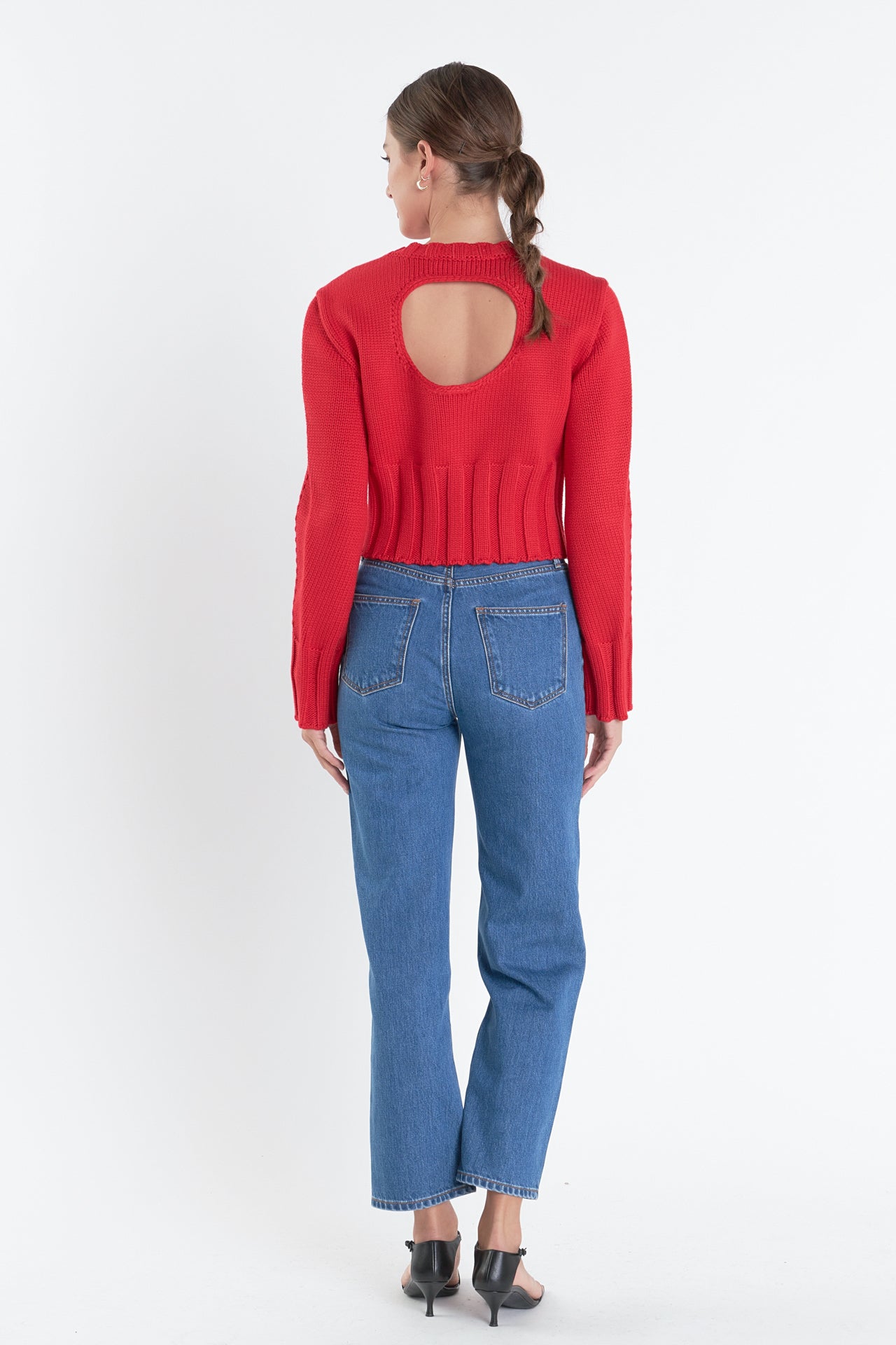 ENGLISH FACTORY - Open Back Cropped Sweater - SWEATERS & KNITS available at Objectrare