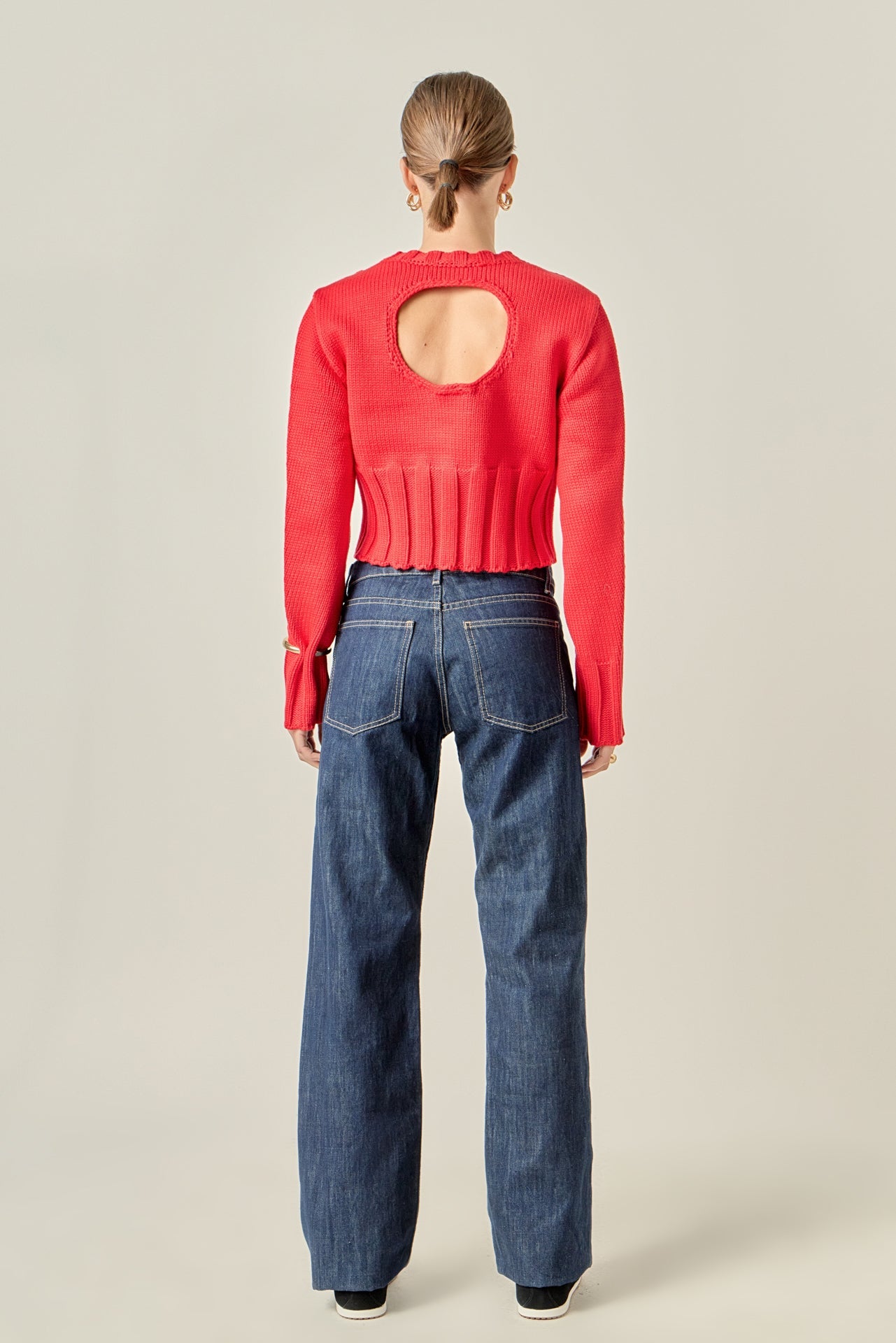 ENGLISH FACTORY - Open Back Cropped Sweater - SWEATERS & KNITS available at Objectrare