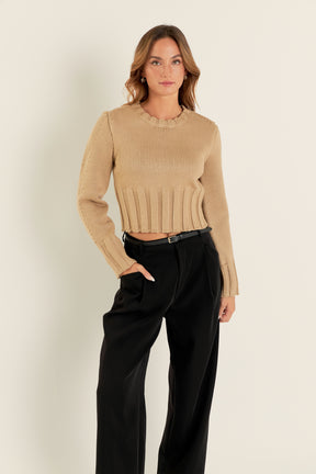 ENGLISH FACTORY - Open Back Cropped Sweater - SWEATERS & KNITS available at Objectrare