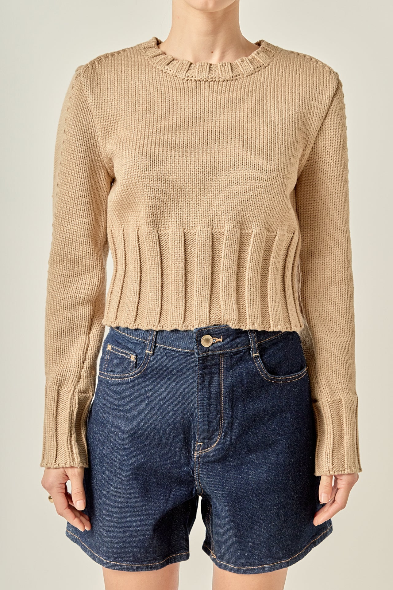 ENGLISH FACTORY - Open Back Cropped Sweater - SWEATERS & KNITS available at Objectrare