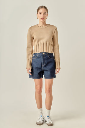 ENGLISH FACTORY - Open Back Cropped Sweater - SWEATERS & KNITS available at Objectrare