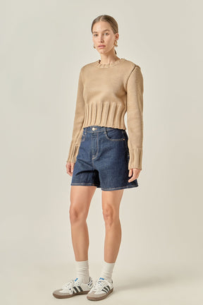 ENGLISH FACTORY - Open Back Cropped Sweater - SWEATERS & KNITS available at Objectrare