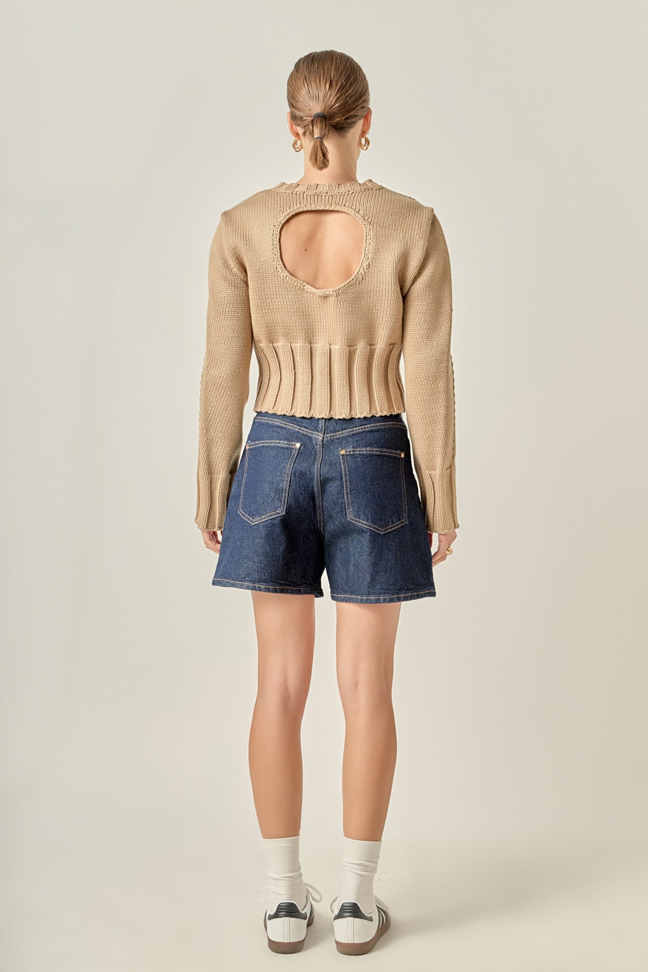 ENGLISH FACTORY - Open Back Cropped Sweater - SWEATERS & KNITS available at Objectrare