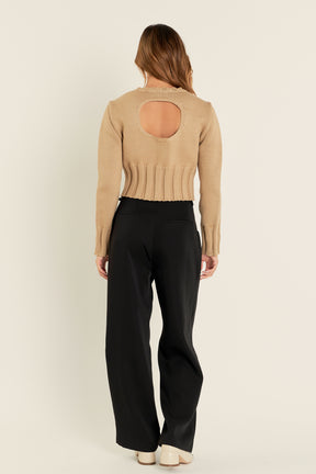 ENGLISH FACTORY - Open Back Cropped Sweater - SWEATERS & KNITS available at Objectrare