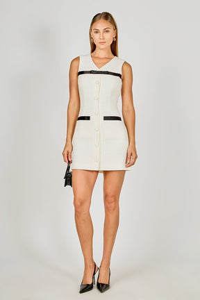 ENDLESS ROSE - Satin Bow Tweed Shirt Dress - DRESSES available at Objectrare