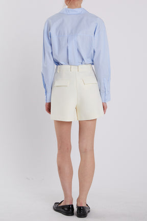 ENGLISH FACTORY - Pleated High Waisted Shorts - SHORTS available at Objectrare