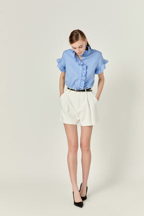 ENGLISH FACTORY - Pleated High Waisted Shorts - SHORTS available at Objectrare