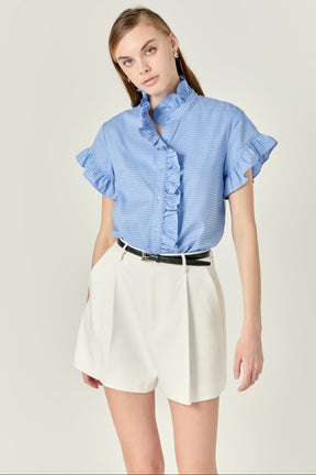 ENGLISH FACTORY - Pleated High Waisted Shorts - SHORTS available at Objectrare