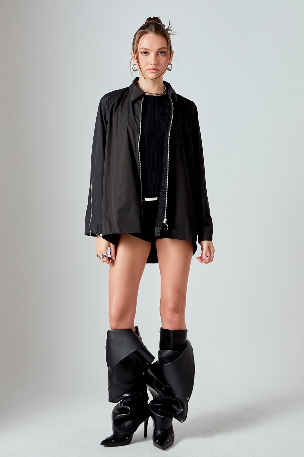 GREY LAB - Nylon Jacket with O-ring Zipper - JACKETS available at Objectrare