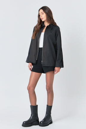 GREY LAB - Nylon Jacket with O-ring Zipper - JACKETS available at Objectrare