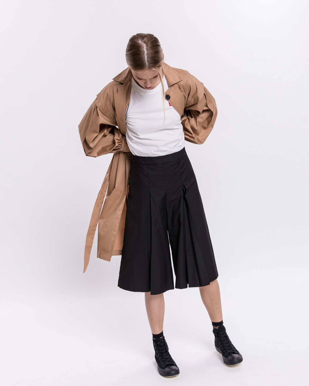 Wide Leg Pants With Box Pleats