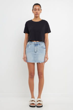 GREY LAB - Cropped Basic T-Shirt - TOPS available at Objectrare