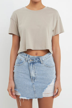 GREY LAB - Cropped Basic T-Shirt - TOPS available at Objectrare