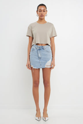 GREY LAB - Cropped Basic T-Shirt - TOPS available at Objectrare