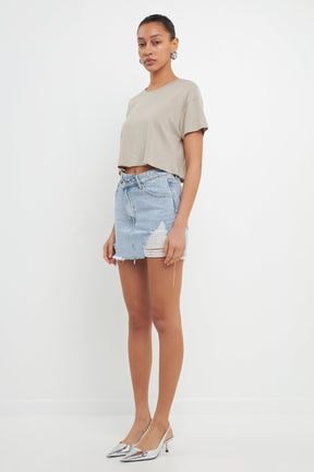 GREY LAB - Cropped Basic T-Shirt - TOPS available at Objectrare
