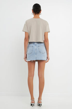 GREY LAB - Cropped Basic T-Shirt - TOPS available at Objectrare