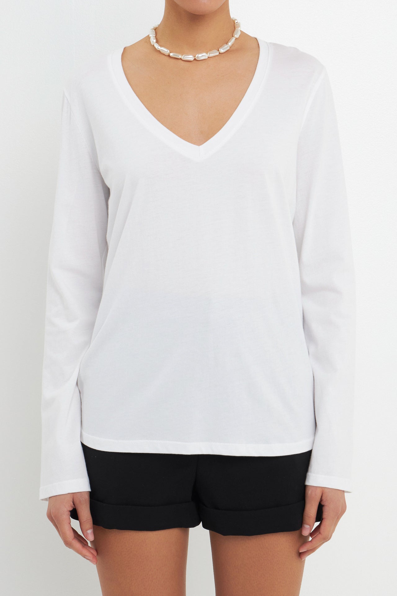 GREY LAB - Classic Long Sleeve V Neck Tee - T-SHIRTS available at Objectrare