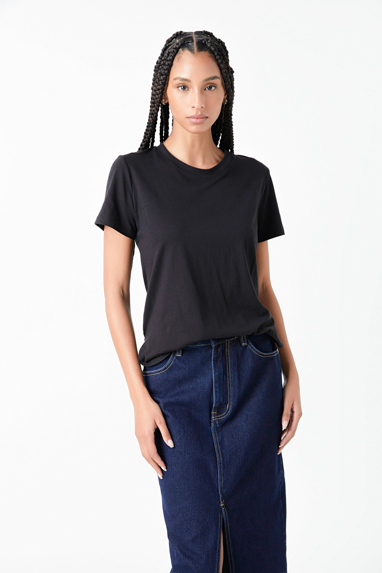 GREY LAB - Classic Round Neck T-shirt With Round Hem - TOPS available at Objectrare