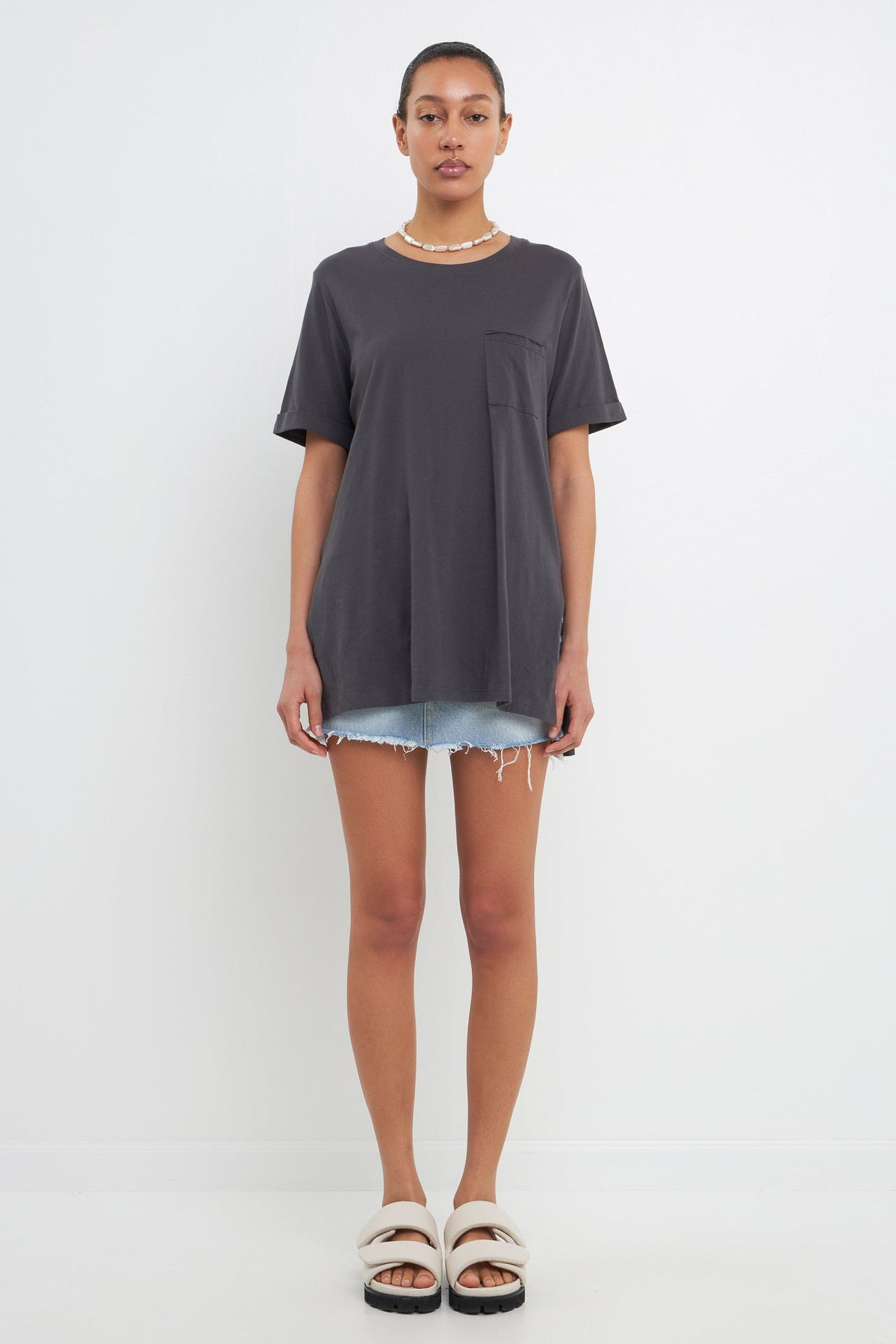 GREY LAB - Classic Round Neck T-shirt With Round Neck - T-SHIRTS available at Objectrare