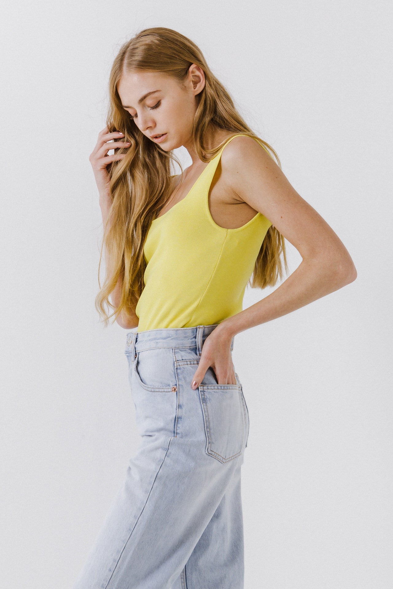 ENDLESS ROSE - Square Neck Knit Tank - TOPS available at Objectrare