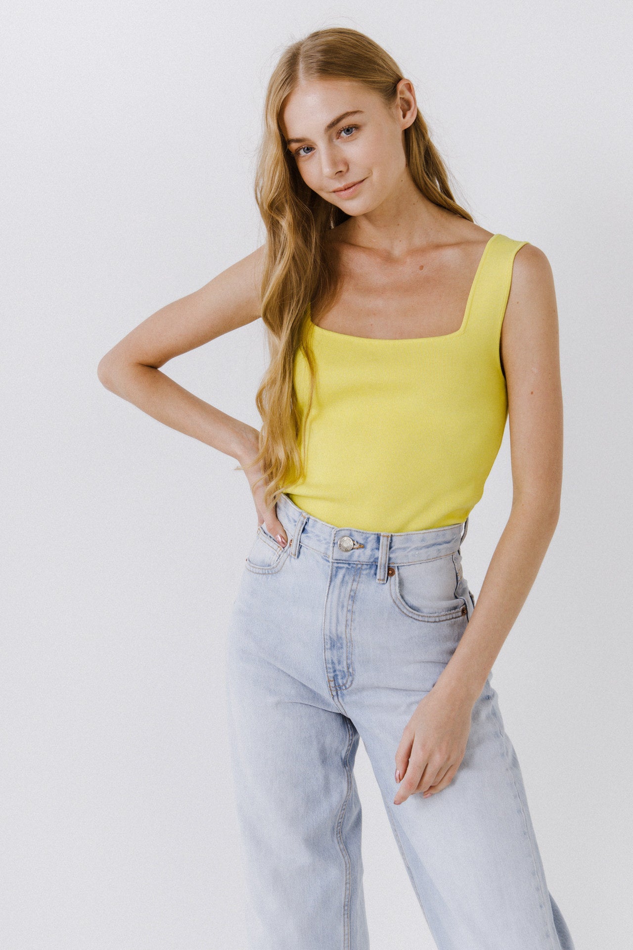 ENDLESS ROSE - Square Neck Knit Tank - TOPS available at Objectrare