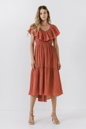FREE THE ROSES - Midi Dress with Ruffle Detail - DRESSES available at Objectrare