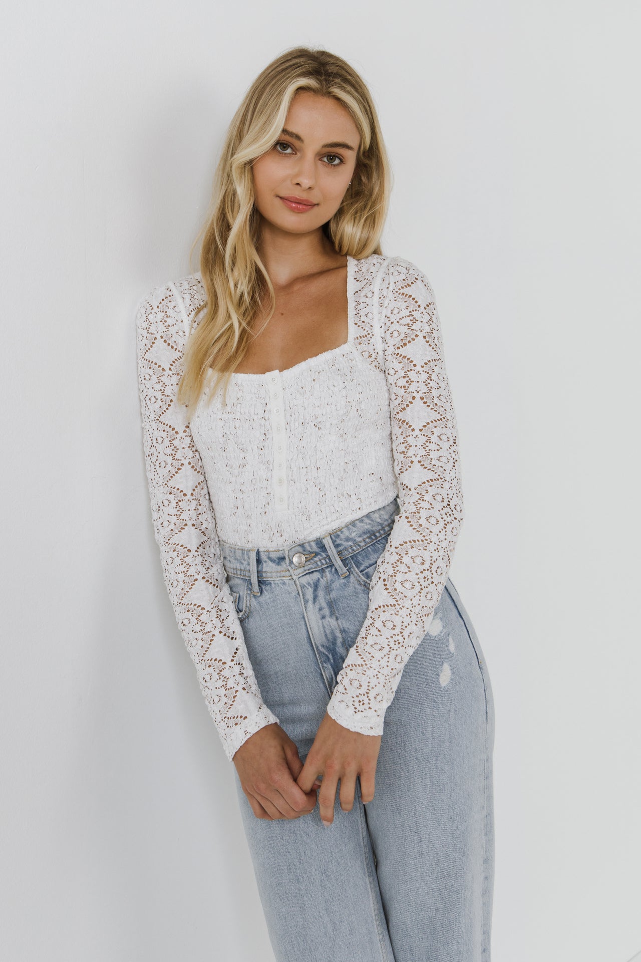 FREE THE ROSES - Lace Long Sleeve Top - TOPS available at Objectrare