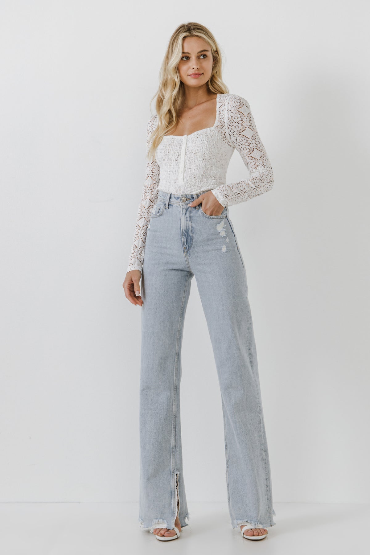 FREE THE ROSES - Lace Long Sleeve Top - TOPS available at Objectrare
